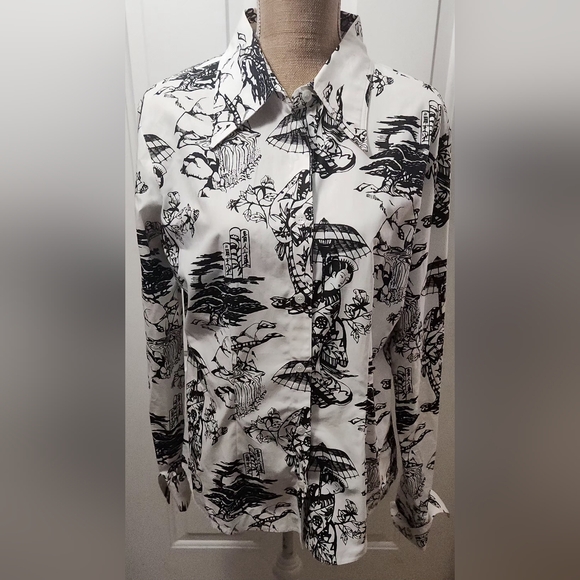 Finley Geisha print button-down size large - Picture 1 of 9